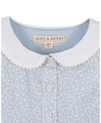 Hope and Henry Little Big Girls' Ruffle Sleeve Linen Dress with Peter Pan Collar