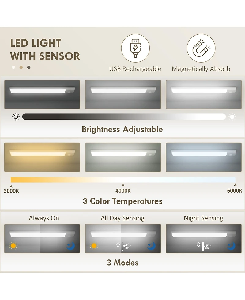 Homcom 71" Kitchen Pantry Cabinet with Large Storage and Led Lights,
