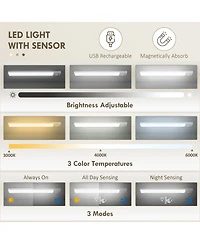 Homcom 71" Kitchen Pantry Cabinet with Large Storage and Led Lights,