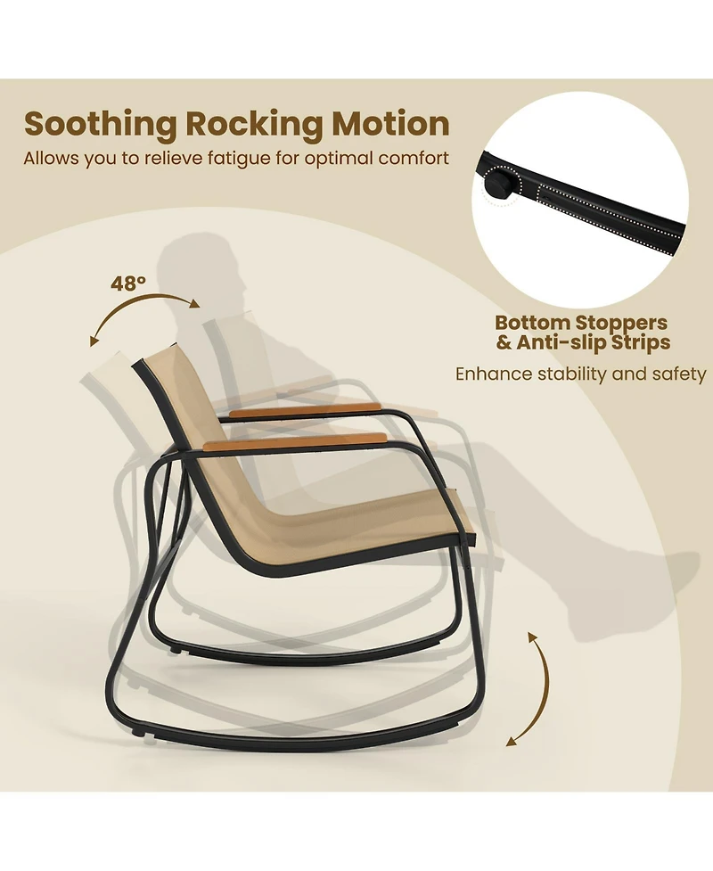 Slickblue 3 Piece Rocking Bistro Chairs and Side Table Set with Storage Bag