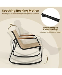 Slickblue 3 Piece Rocking Bistro Chairs and Side Table Set with Storage Bag