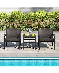 Slickblue Patio Furniture Set 3 Piece Rattan Chairs Square Table