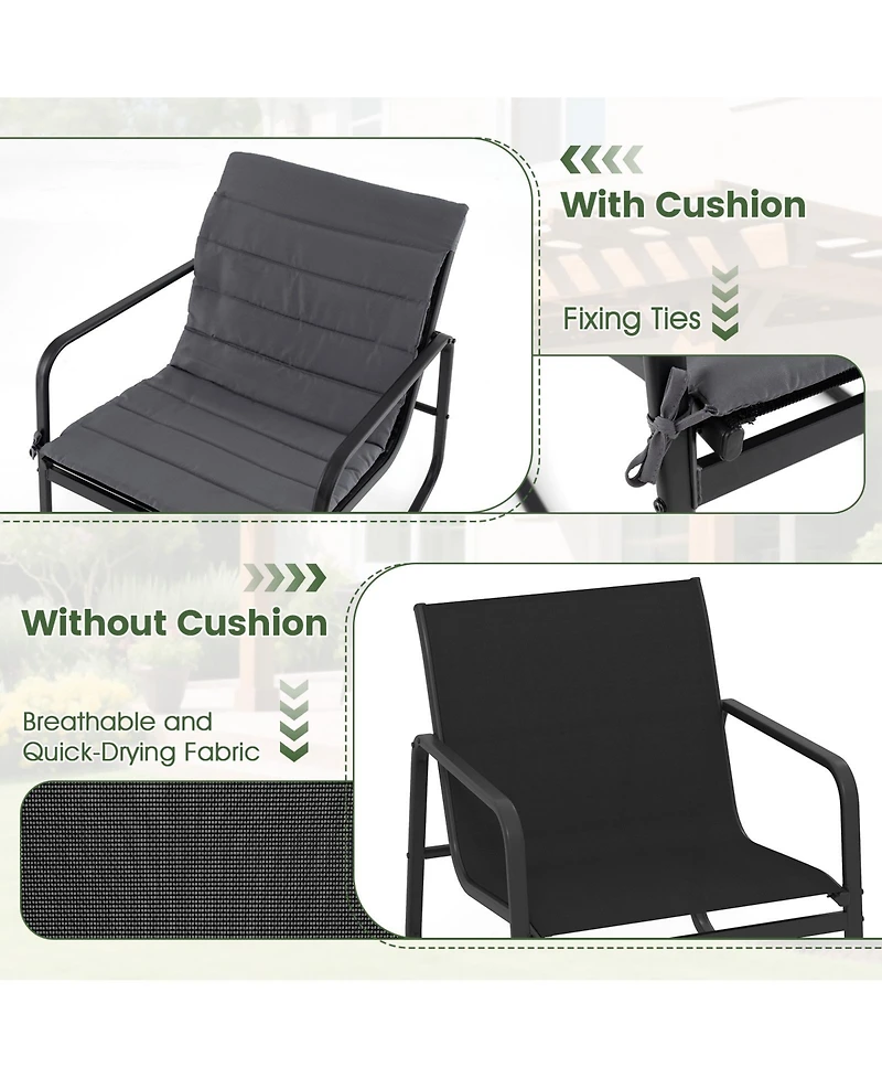 Slickblue 3 Piece Patio Rocking Chair Set with Tempered Glass Table