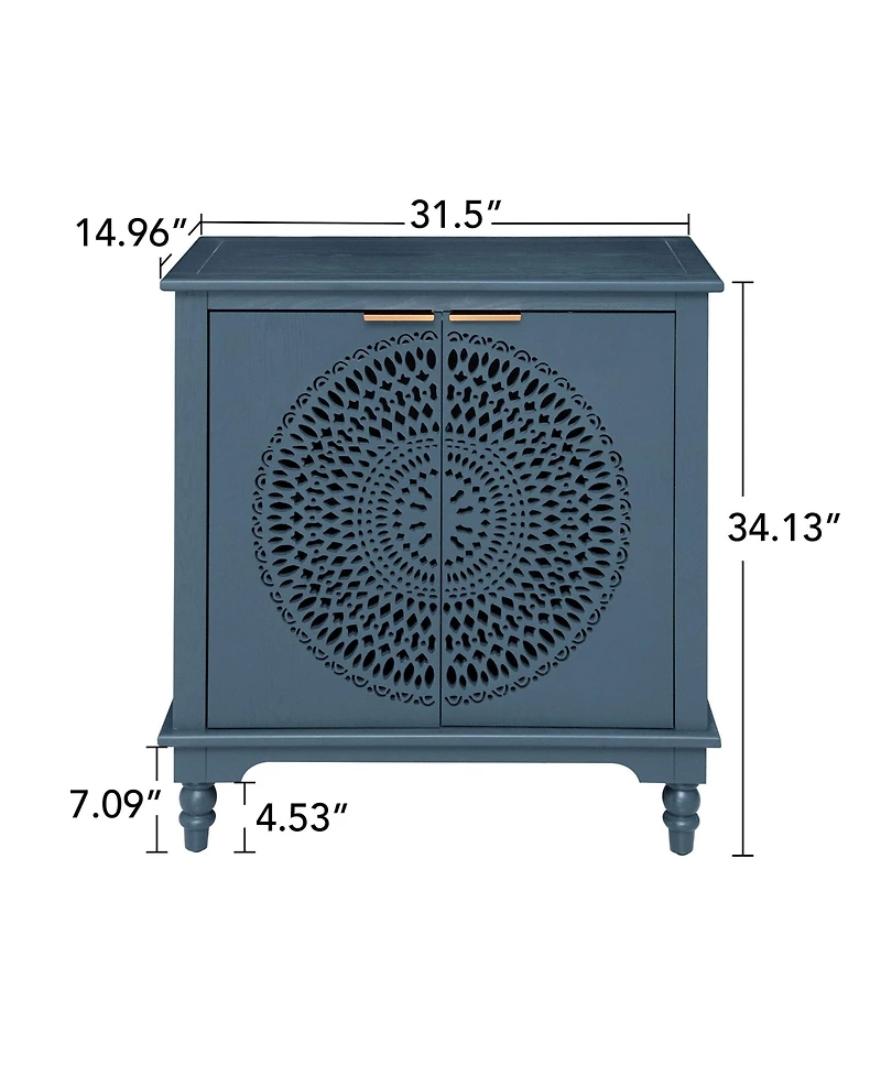 Flynama American Style Hollow Carved 2 Door Accent Cabinet Buffet Sideboard Storage For Entryway