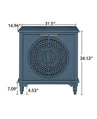 Flynama American Style Hollow Carved 2 Door Accent Cabinet Buffet Sideboard Storage For Entryway