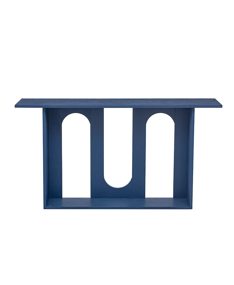 Flynama Modern Curved Ash Veneer Console Table With Shelf For Entryway Hallway Living Room