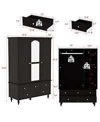 Homsee Big Wardrobe Armoires With Mirror, Drawers, Shelves.