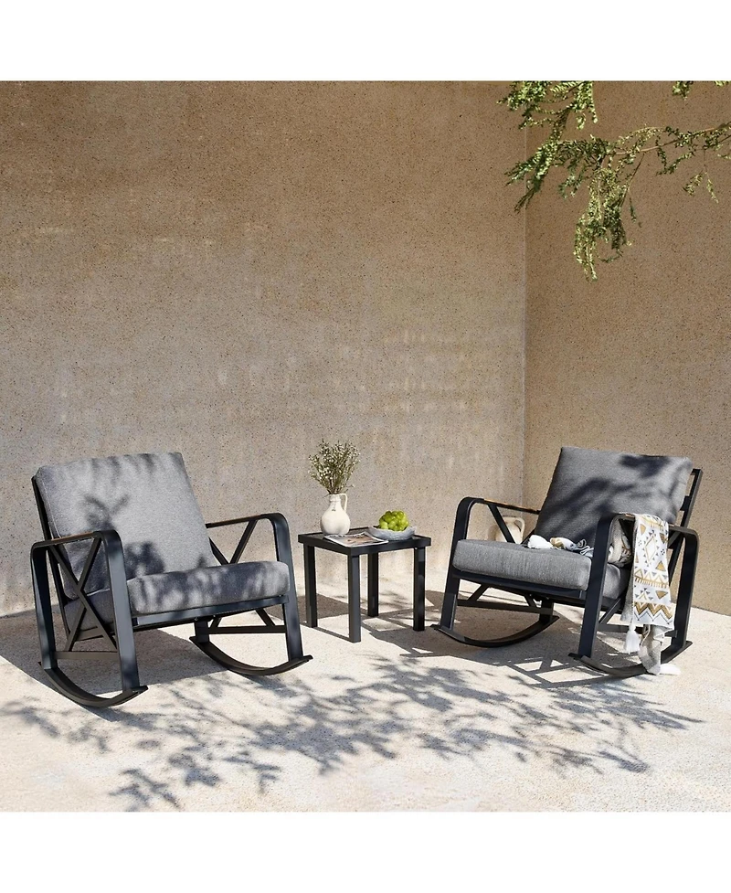 Tribesigns Outdoor Square End Table, Patio Side Table with Water-Resistant Glass Top, Metal Frame Accent Table for Balcony, Garden, Porch