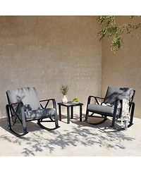 Tribesigns Outdoor Square End Table, Patio Side Table with Water-Resistant Glass Top, Metal Frame Accent Table for Balcony, Garden, Porch