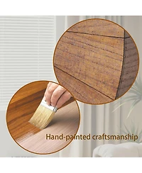 Flynama 53.2in Modern Minimalist Wooden Console Table Circular Base For Entryway Living Room Hallway