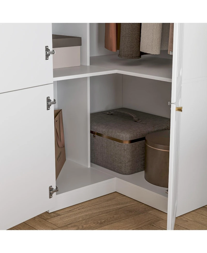 Homsee Wood 6-Door Corner Wardrobe Armoires with Storage Shelves