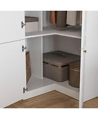 Homsee Wood 6-Door Corner Wardrobe Armoires with Storage Shelves