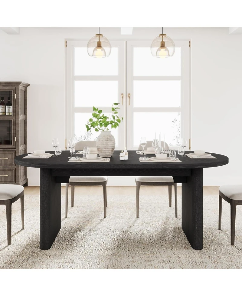 gaomon Dining Table for 4-6 People, Circle Kitchen Table with Cross Base, Farmhouse Wood Dinner Table for Apartment