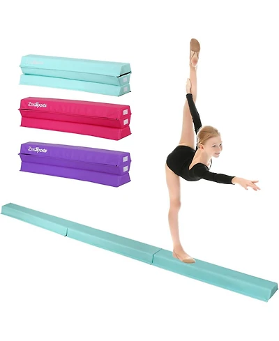 Zeny 9ft Folding Gymnastics Balance Beam for Kids, Floor Balance Beam Bar with Anti-Slip Base Extra Firm Foam Walking Beams Home