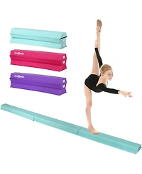 Zeny 9ft Folding Gymnastics Balance Beam for Kids, Floor Balance Beam Bar with Anti-Slip Base Extra Firm Foam Walking Beams Home