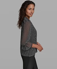 Karl Lagerfeld Paris Women's Front Keyhole Woven Top