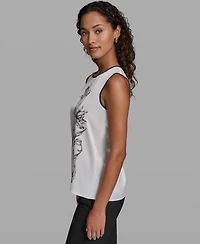 Karl Lagerfeld Paris Women's Woven Crew Neck Top