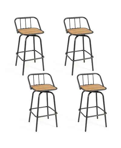 Gymax 2PCS Heavy-duty Metal Frame Bar Height Chairs Footrest and Backrest