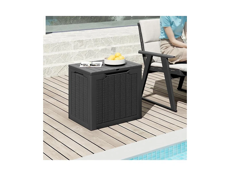 Clihome Outdoor Storage Box 25 Gallon Deck with Lockable Lid and Wicker-woven