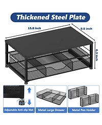 Gnuadz 2-tier Monitor Stand Riser Desk Organizer With Drawer Pen Holder