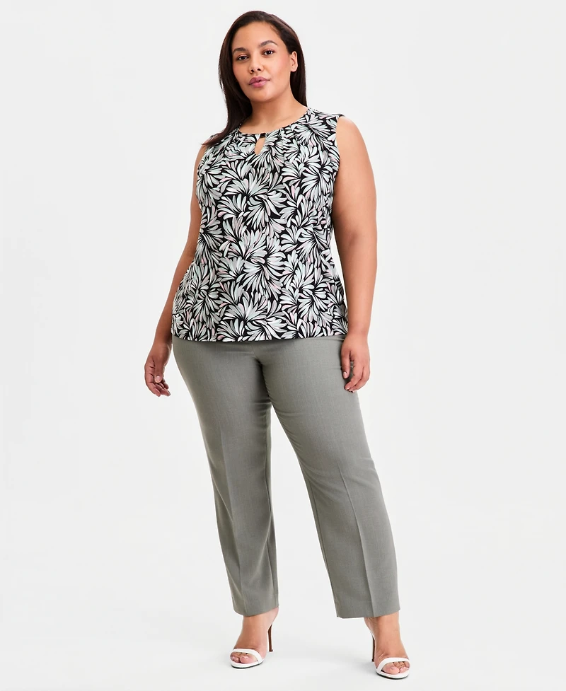 Kasper Plus Keyhole-Neck Sleeveless Knit Top