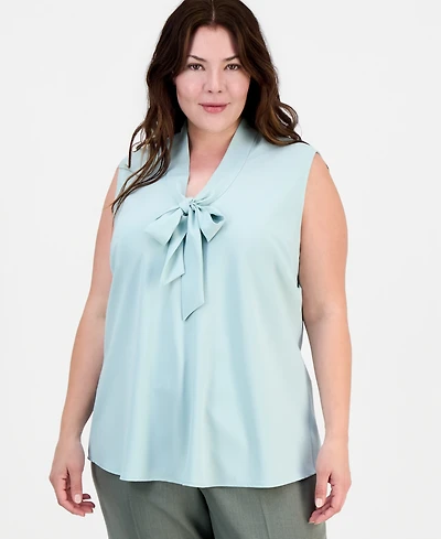 Kasper Plus Tie-Neck Sleeveless Top