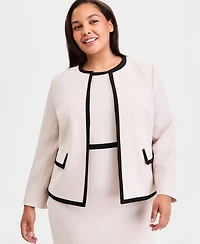 Kasper Plus Colorblocked Cardigan Jacket
