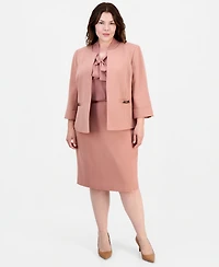 Kasper Plus 3/4-Sleeve Open-Front Blazer