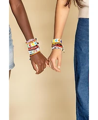 Silent Strength Beaded Bracelet – Black with Red & White Triangles