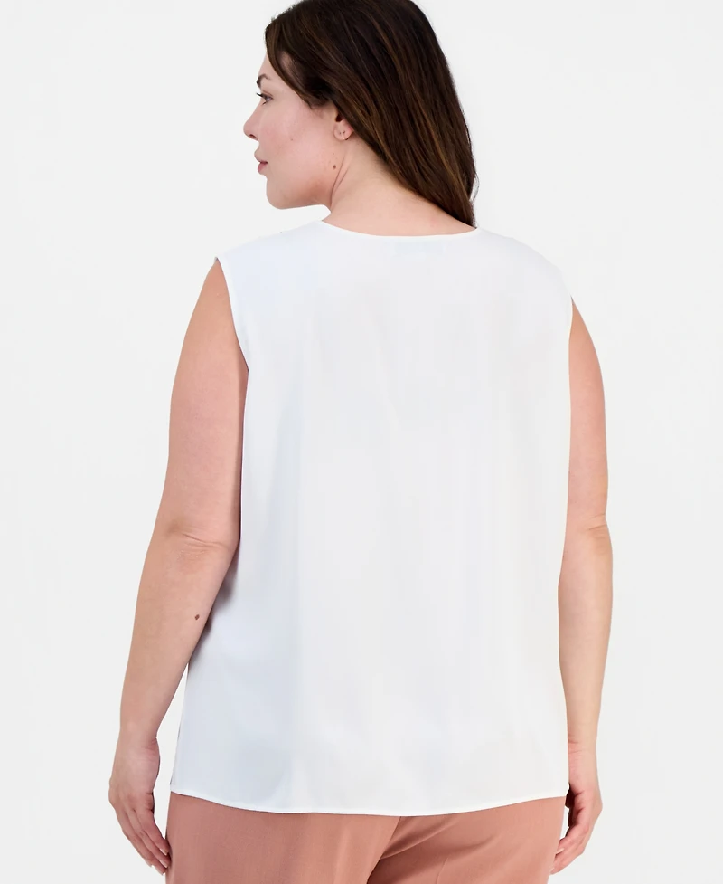 Kasper Plus Ruffled Sleeveless Top