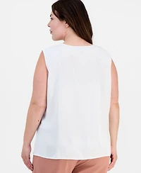 Kasper Plus Ruffled Sleeveless Top