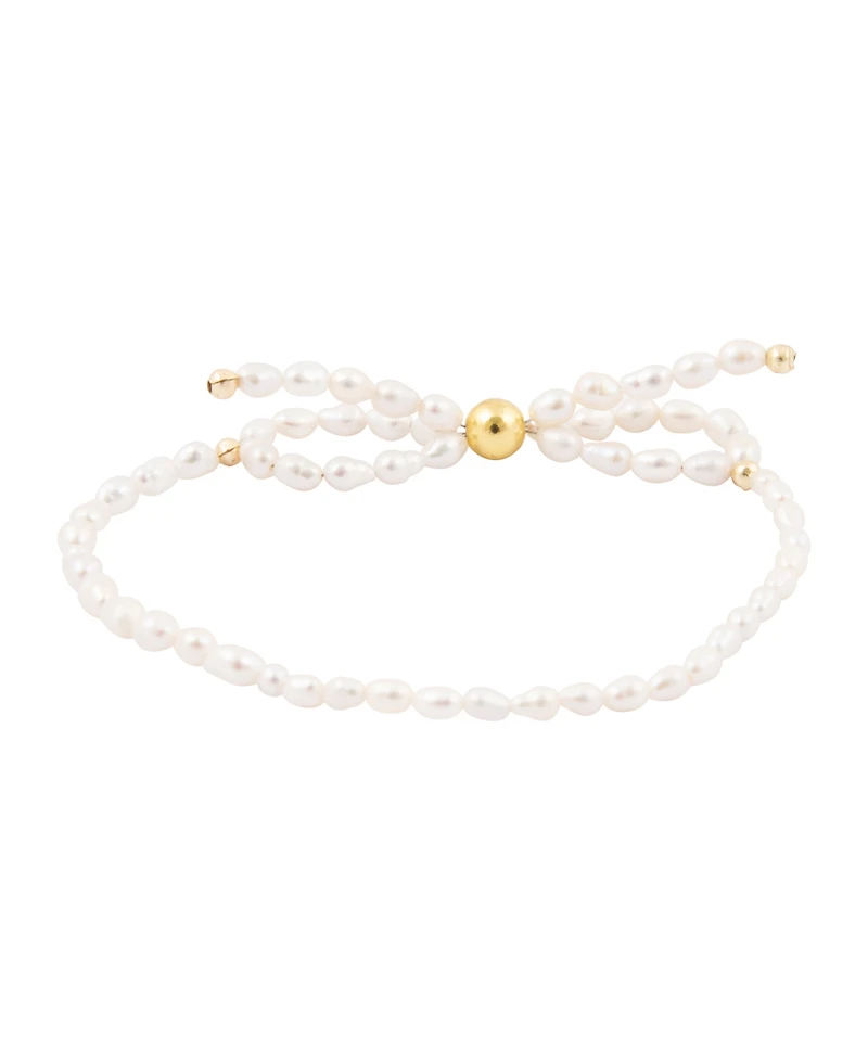 Barse White Freshwater Pearl Bow Stretch Bracelet