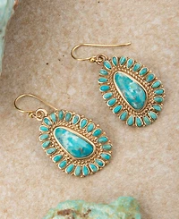 Barse Sedona Blue Turquoise Golden Drop Earrings