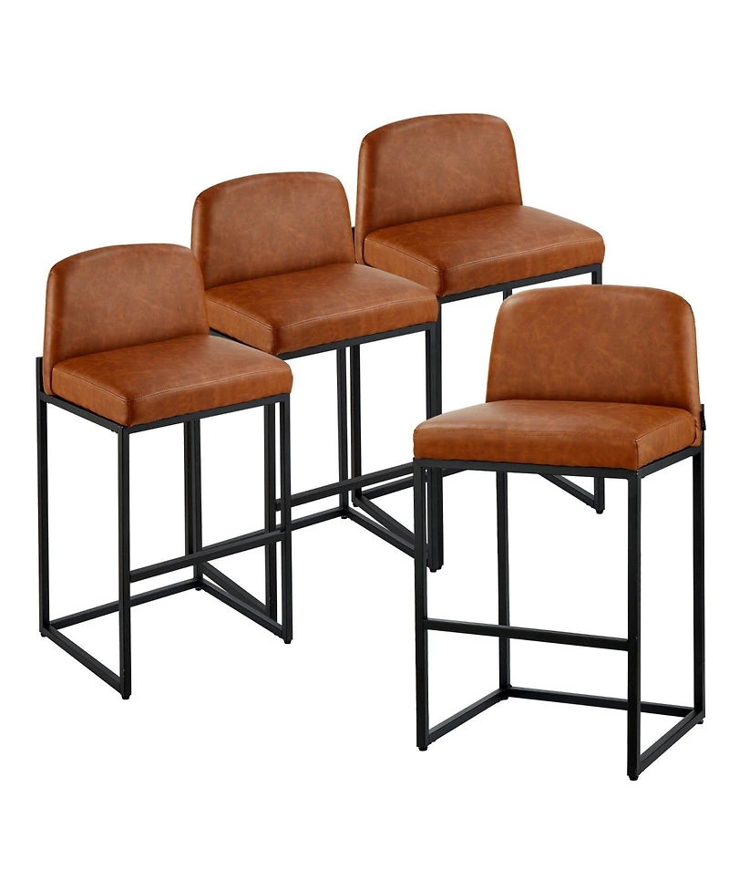 Gouun 27 in Counter Height Pu Leather Bar Stool Set of 4 with Backrest and Metal Legs