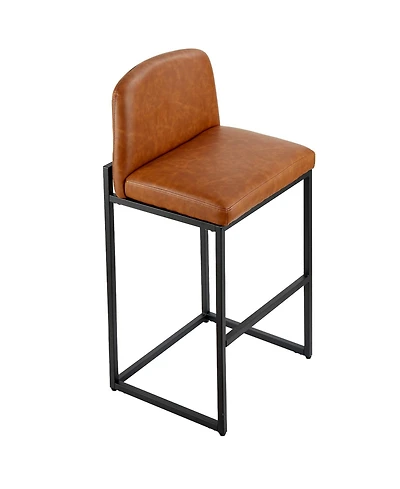 Gouun 27 in Counter Height Pu Leather Bar Stool Set of 4 with Backrest and Metal Legs