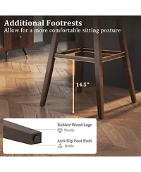 Gouun 30 in Swivel Counter Height Bar Stool Set of 2 with Linen Seat and Rubber Wood Legs