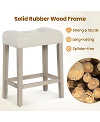 Gouun 24 in Upholstered Counter Height Saddle Bar Stool Set of 2 with Curved Tufted Seat