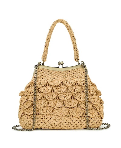 Patricia Nash Laureana Scalloped Raffia Small Frame Satchel Bag