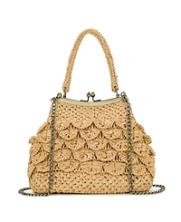 Patricia Nash Laureana Scalloped Raffia Small Frame Satchel Bag