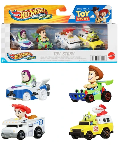Hot Wheels Racerverse Set of 4 Die-Cast Hot Wheels Cars with Pop Culture Characters as Drivers Assortment
