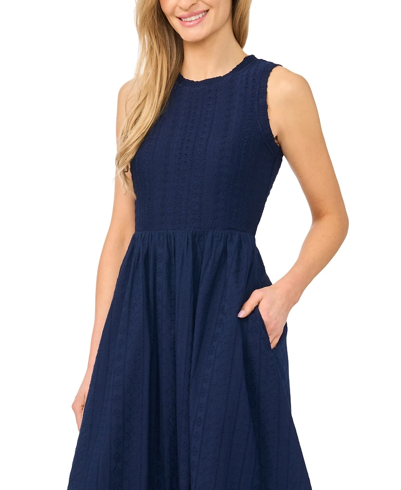 CeCe Women's Sleeveless Crewneck Midi Dress