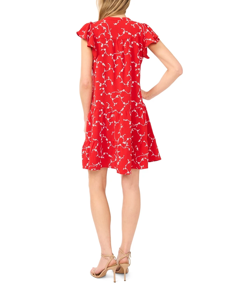 CeCe Women's Short-Sleeve Ruffled Tiered Dress