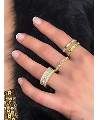 Suzy Levian New York Sterling Silver Pave Cubic Zirconia Bamboo Eternity Band Ring