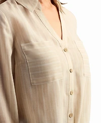 Bcx Women's Stripe Button-Up Shirt