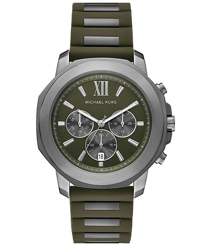 Michael Kors Men's Prescott Quartz Chronograph Green Silicone Watch 44mm