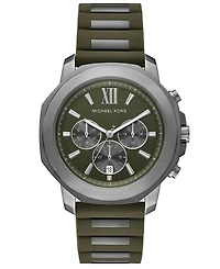 Michael Kors Men's Prescott Quartz Chronograph Green Silicone Watch 44mm