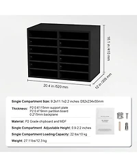 Sugift Wood Literature Organizer 12 Compartments Removable Shelves for Office and Home