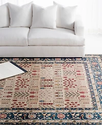 Lauren Ralph Lauren Margaux LRL1297D Beige and Navy 5'1" X 7'6" Area Rug