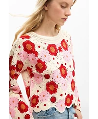 Desigual Women's Crochet flower sweater
