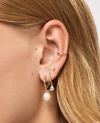 Ana Luisa Frida Medium Gold-Plated Mother of Pearl Hoop Earrings